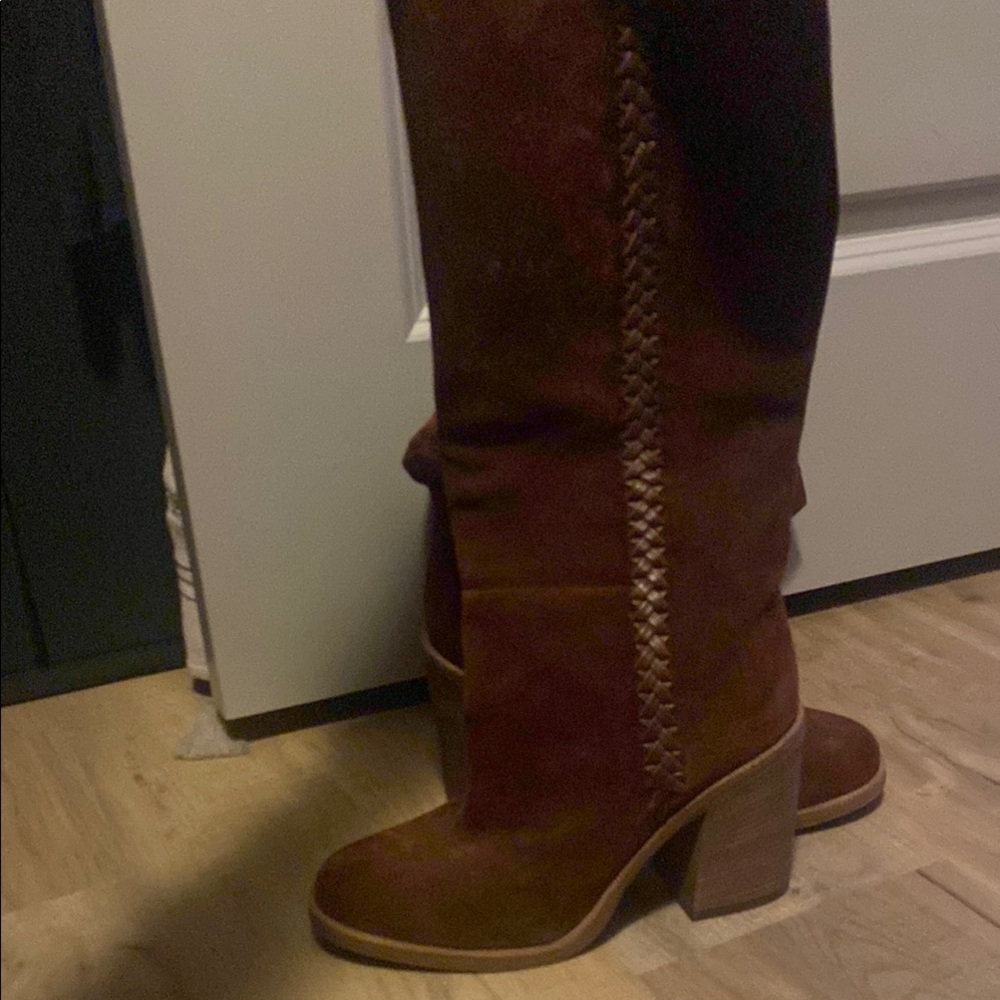 Brown Suede Knee-High Boots